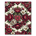 Crimson White Floral Heart Bouquet Rug
