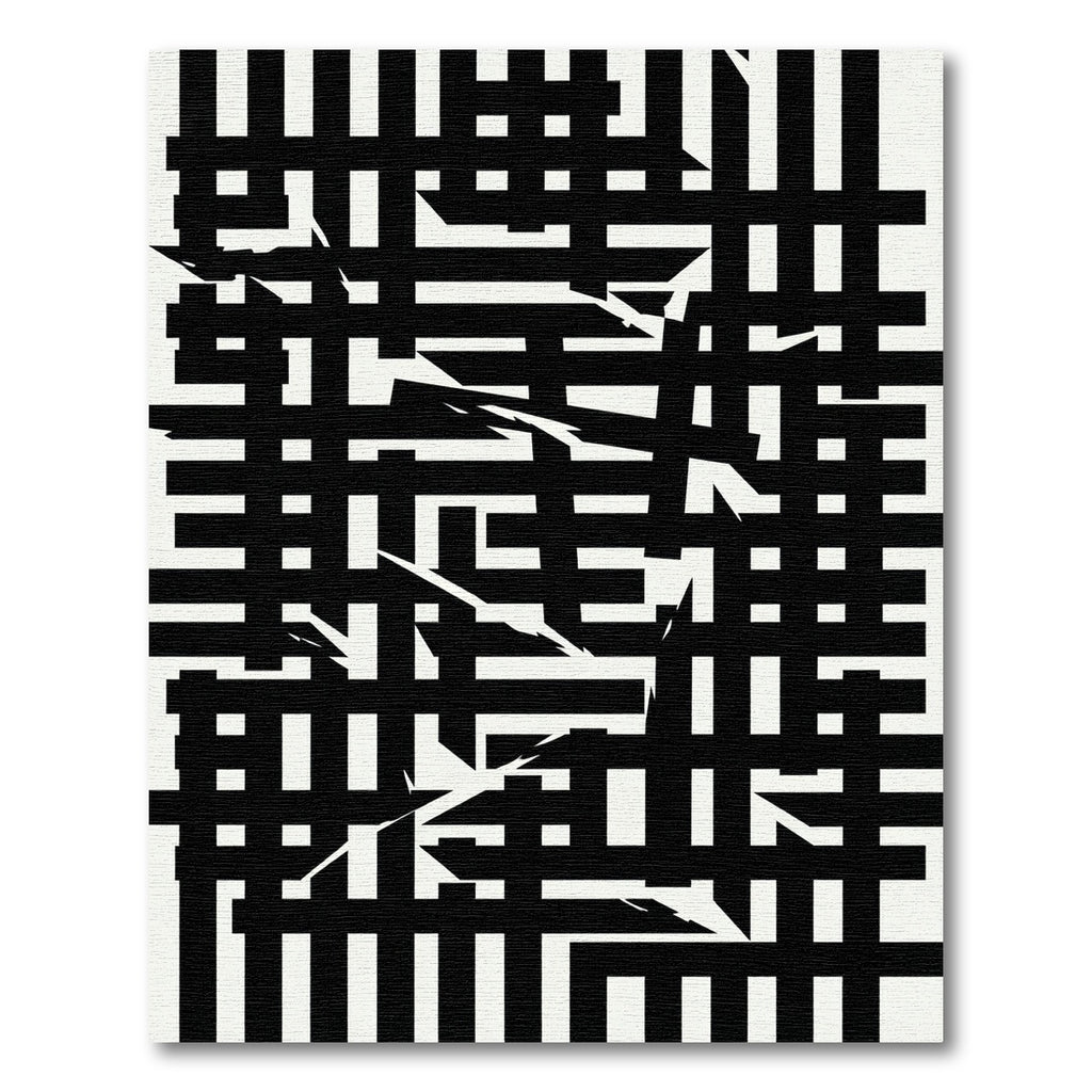 Monochromatic Abstract Black White Intersecting Lines Rug