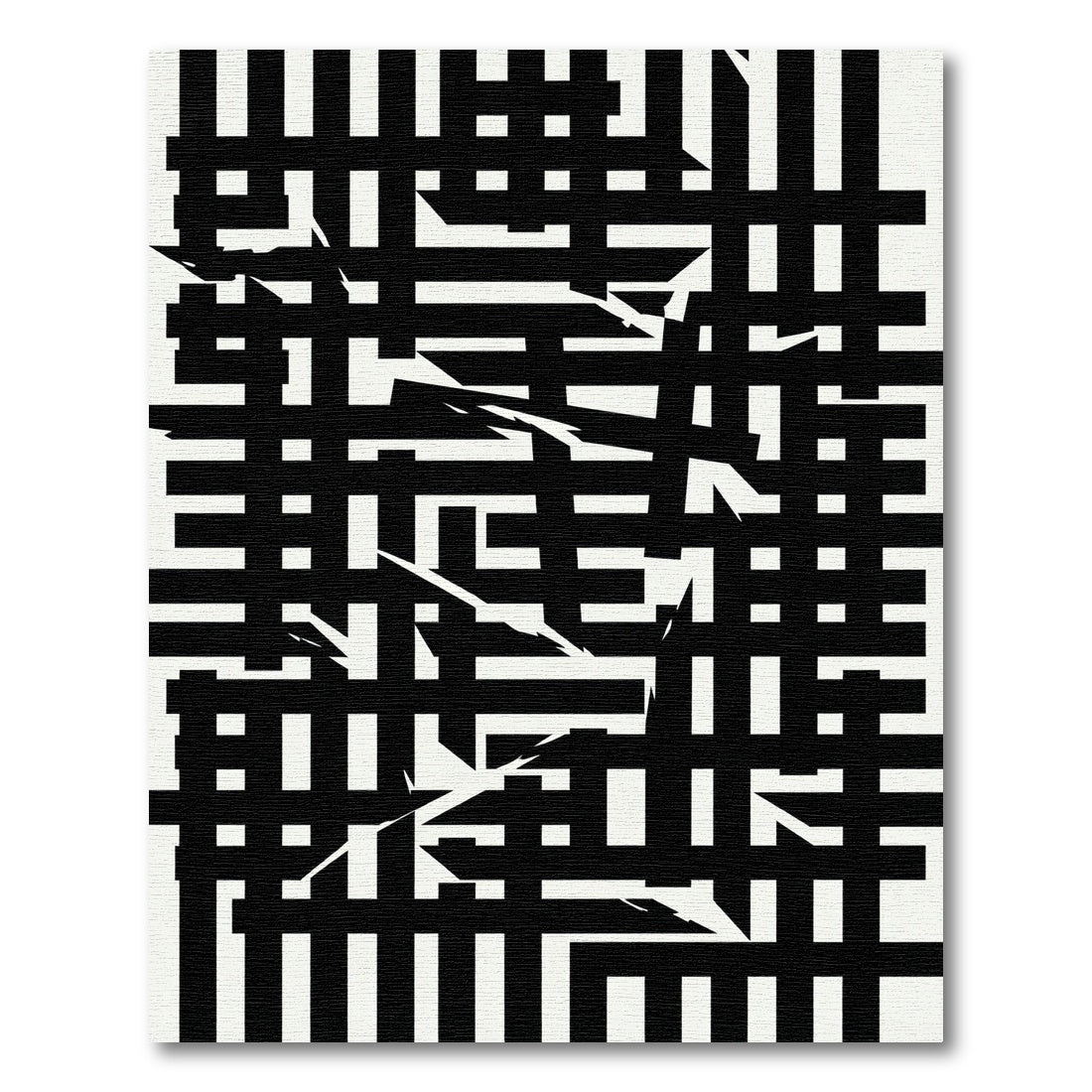Monochromatic Abstract Black White Intersecting Lines Rug