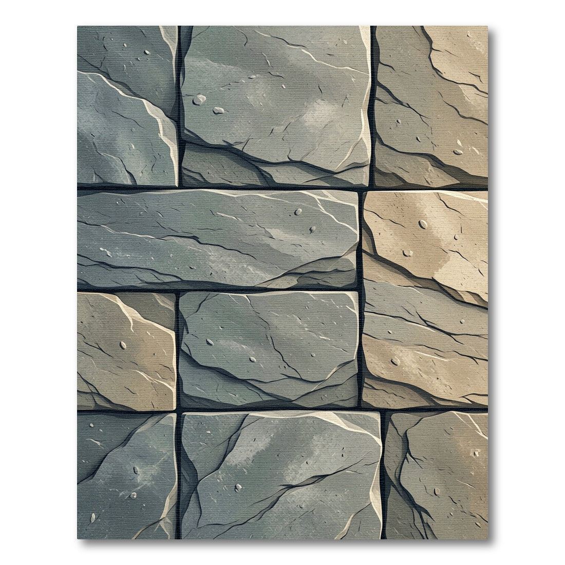 Textured Gray Cobblestone Wall Texture Rug