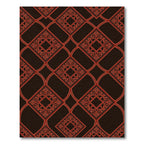 Deep Red Lattice Scrollwork Inlay Rug