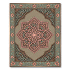 Coral Pink Intricate Floral Star Rug