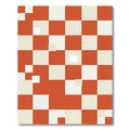 Retro Orange Cream Checkered Squares Rug