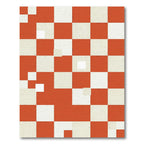 Retro Orange Cream Checkered Squares Rug