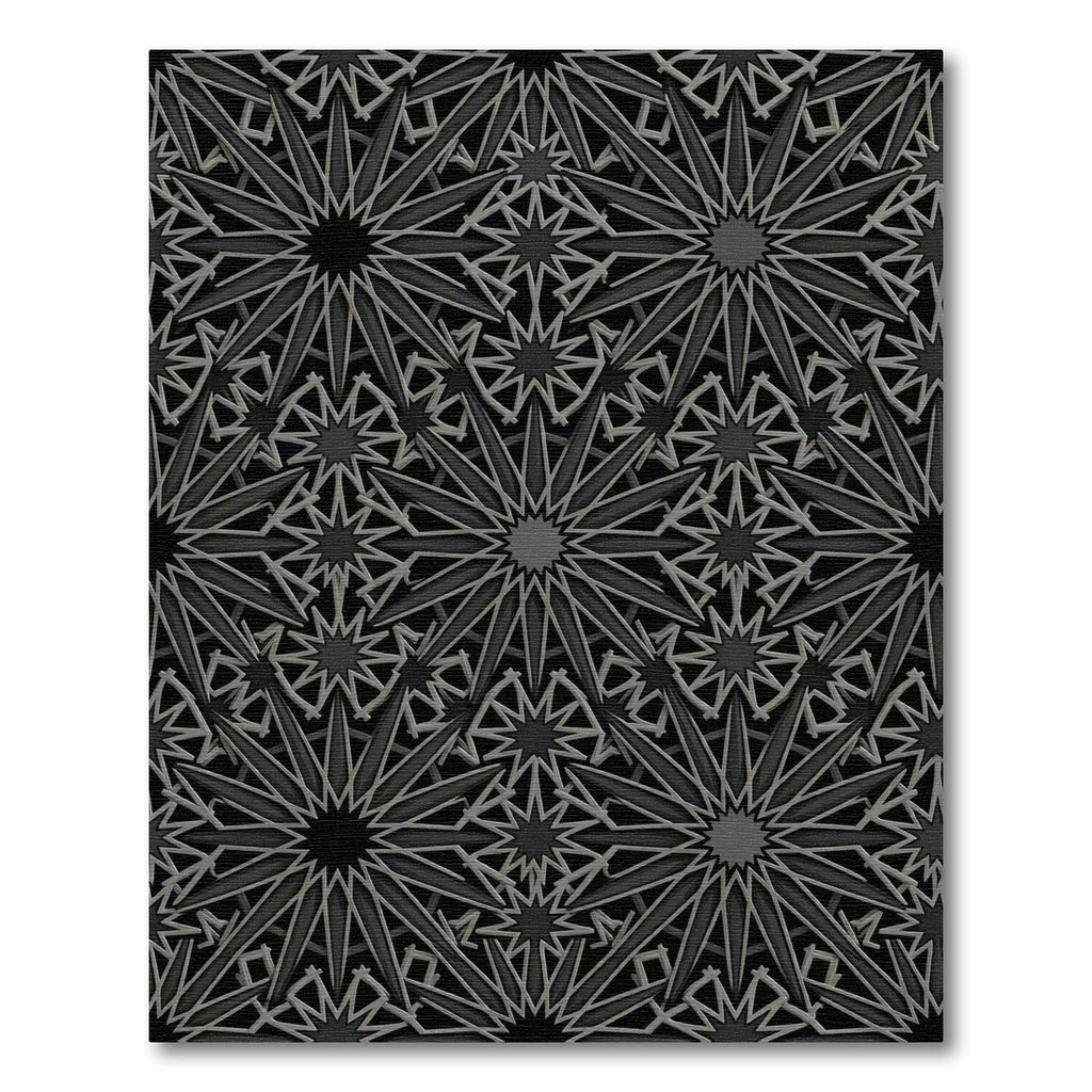 Dark Gray Starburst Geometric Intricate Rug