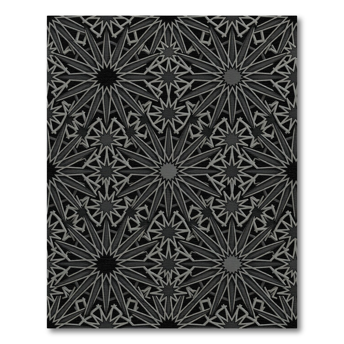 Dark Gray Starburst Geometric Intricate Rug