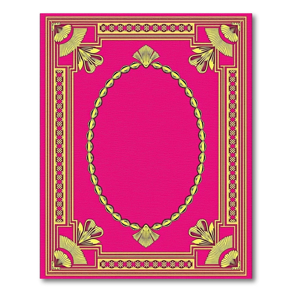Vibrant Pink Yellow Fan Medallion Rug