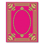 Vibrant Pink Yellow Fan Medallion Rug
