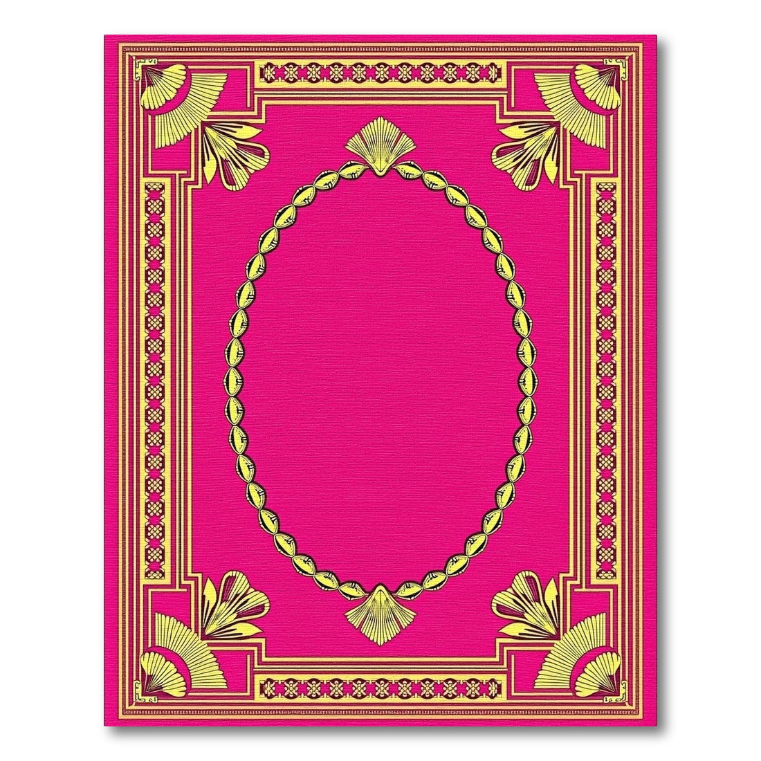 Vibrant Pink Yellow Fan Medallion Rug