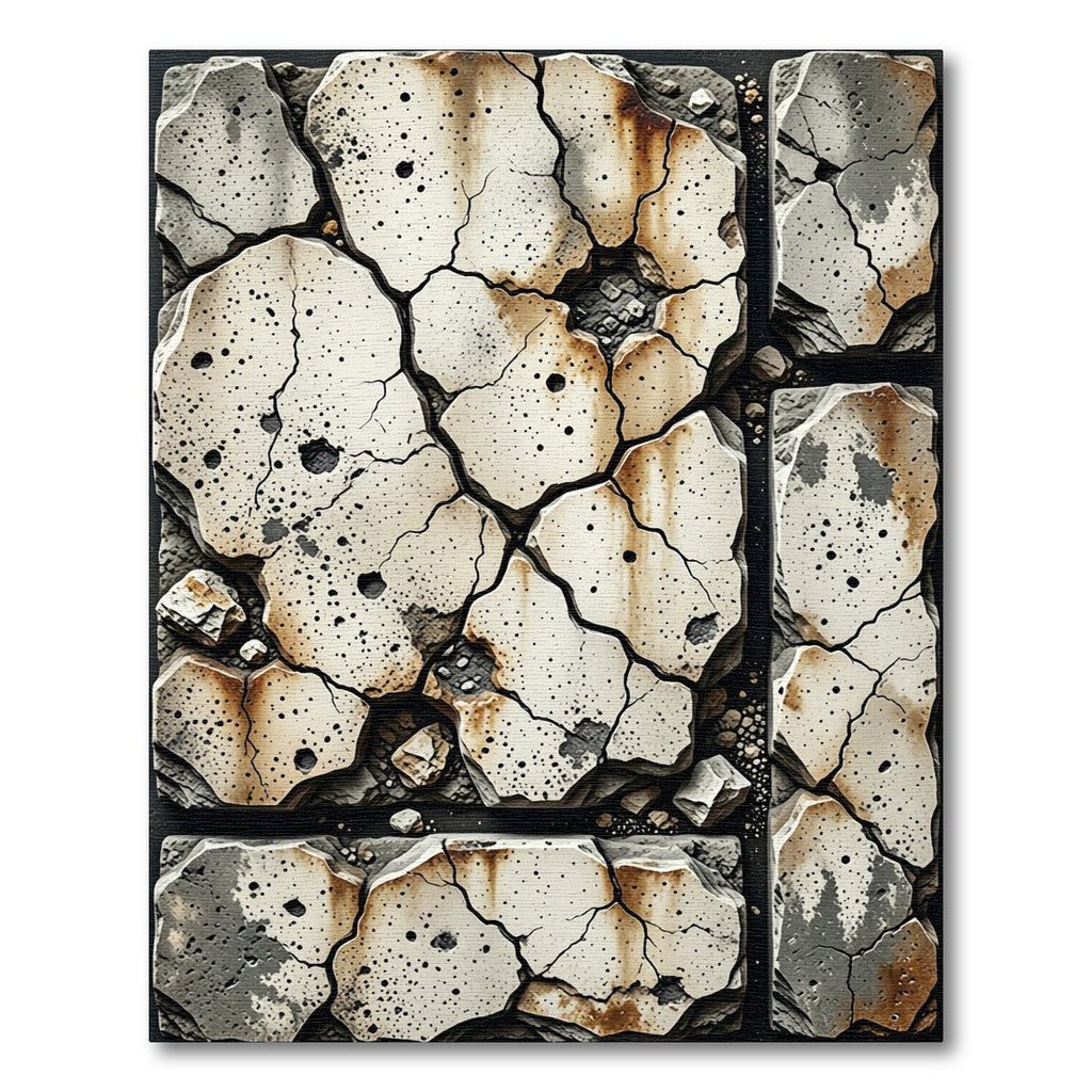 Cracked Concrete Abstract Earth Tones Rug