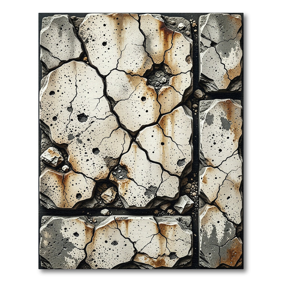 Cracked Concrete Abstract Earth Tones Rug