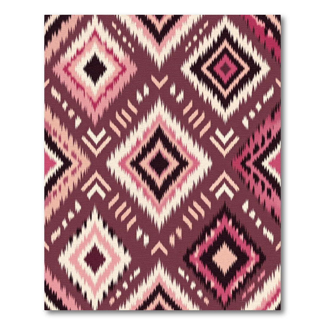 Bold Burgundy Ikat Diamond Geometric Rug