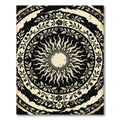 Celestial Sun Floral Cream Black Round Rug