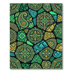 Emerald Green Floral Mosaic Rug