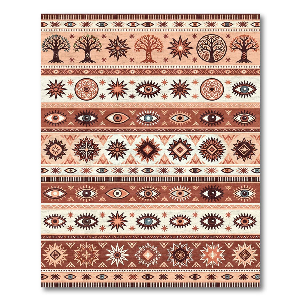 Mystical Earth Tone Eye Tree Sunburst Rug