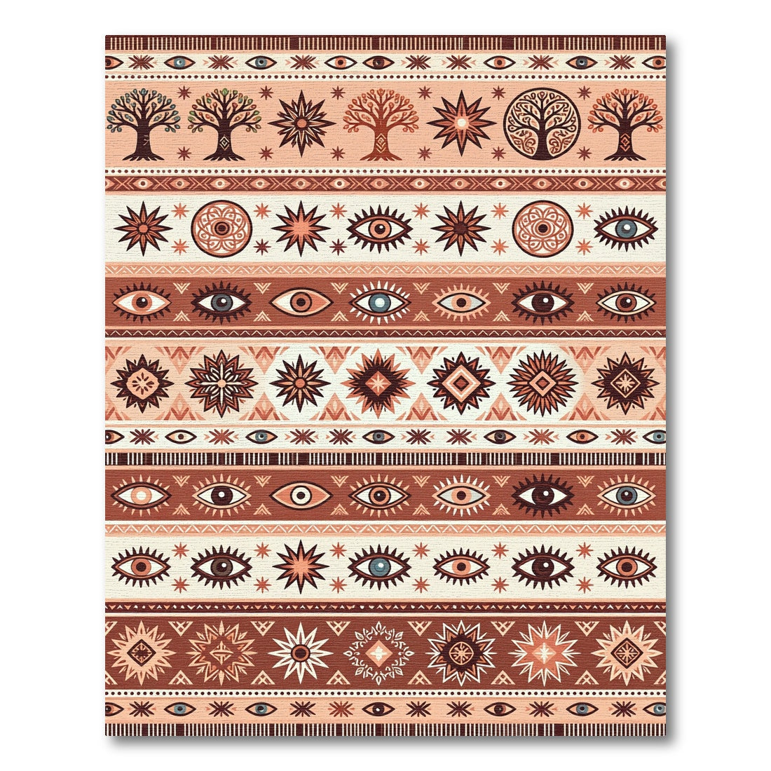 Mystical Earth Tone Eye Tree Sunburst Rug