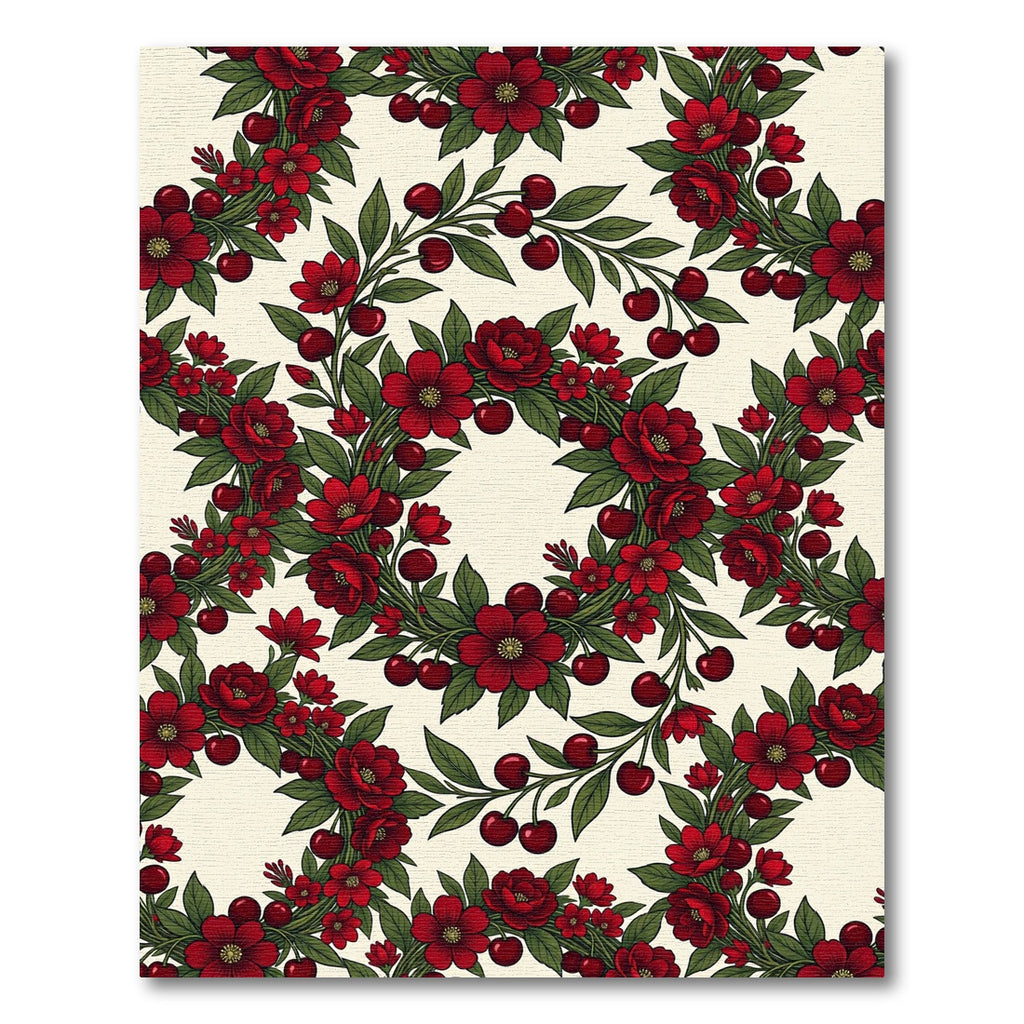 Crimson Cherry Blossom Garland Rug