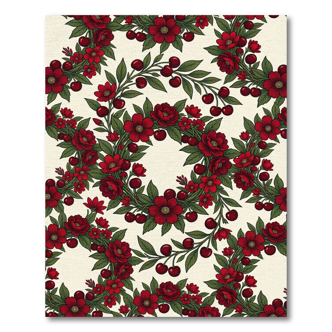 Crimson Cherry Blossom Garland Rug