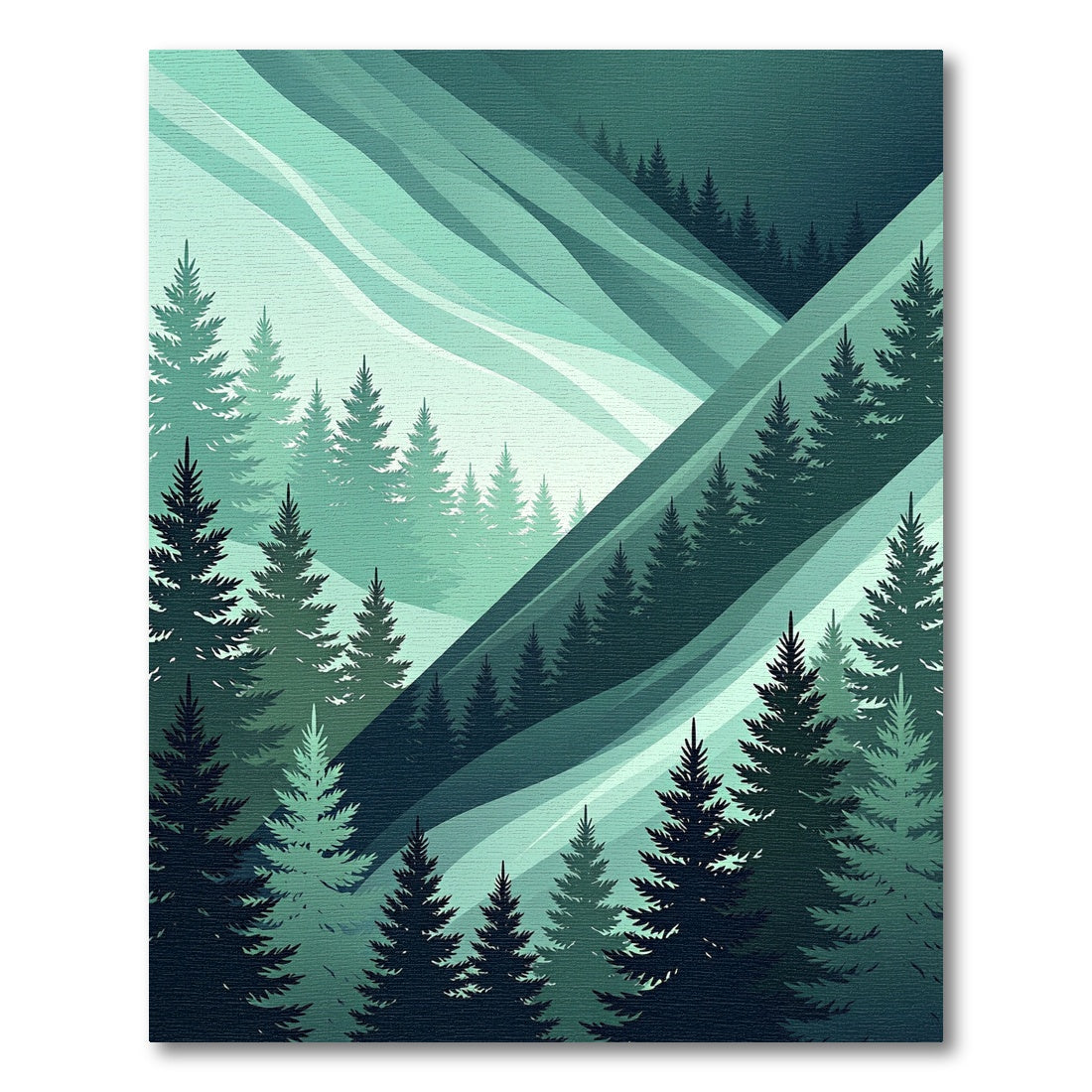Misty Forest Mountain Gradient Rug
