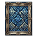 Blue Ornate Damask Scroll Accent Rug