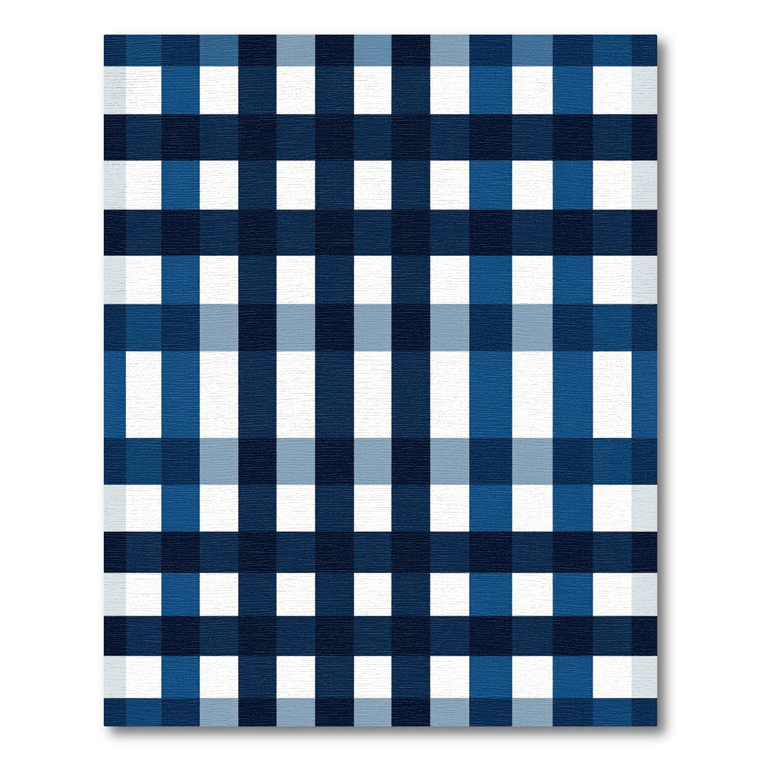 Classic Navy Blue Gingham Checkered Grid Rug