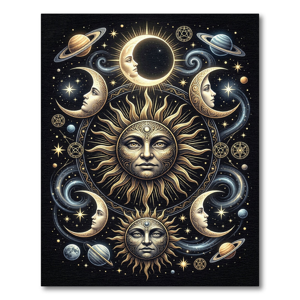 Celestial Sun Moon Spiral Galaxy Rug