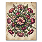 Vintage Pink Carnation Floral Mandala Rug