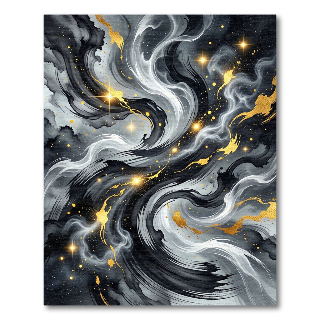 Black and White Marble Gold Swirl Rug