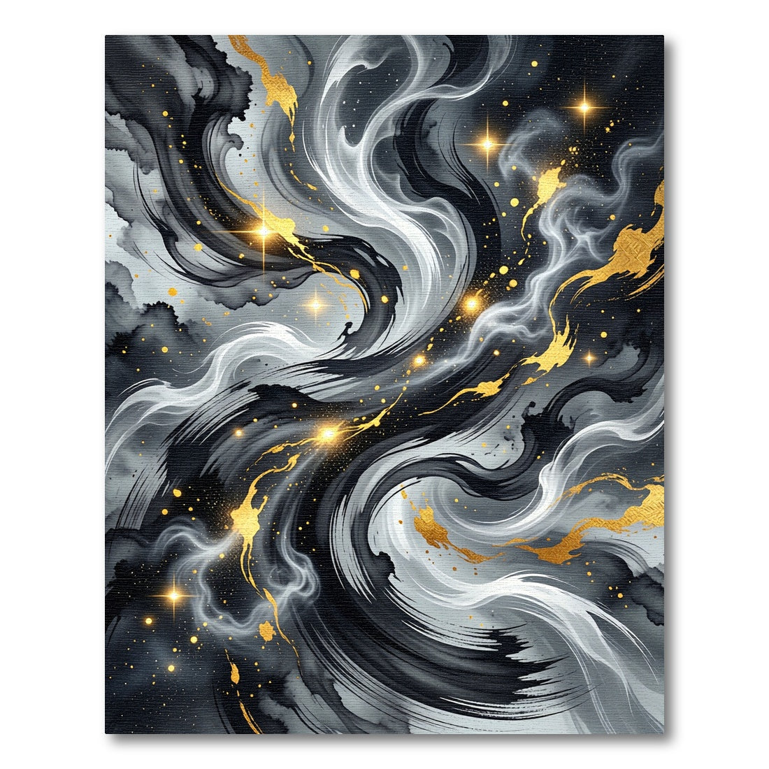 Black and White Marble Gold Swirl Rug