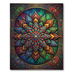 Vibrant Floral Mandala Art Medallion Rug