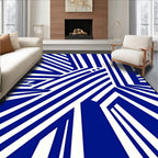 Bold Blue White Geometric Design Rug