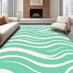 Aqua Cream Wavy Flow Rug
