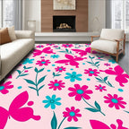 Vibrant Butterflies Flowers Pattern Rug