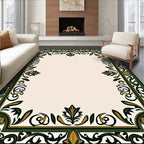 Intricate Green Gold Floral Filigree Rug