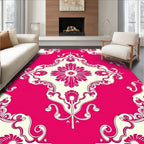 Hot Pink Floral Damask Pattern Rug