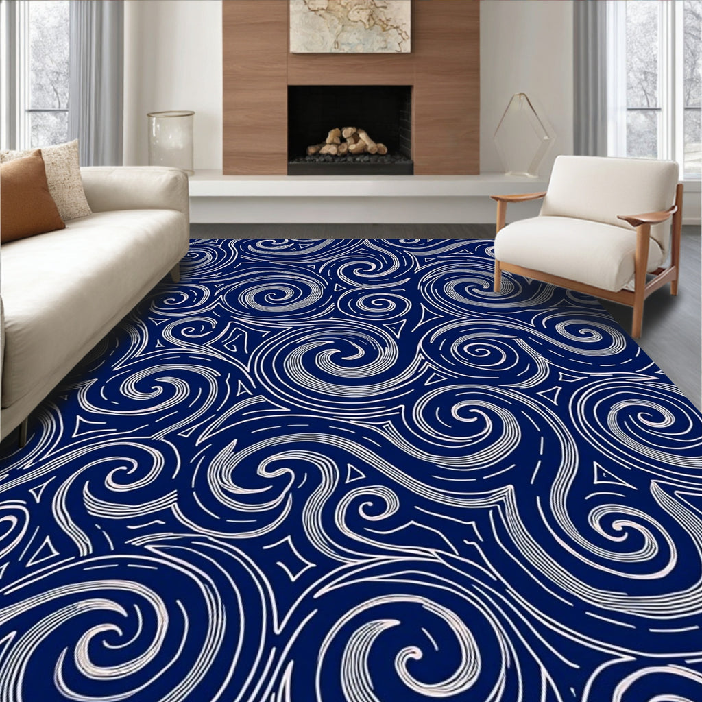 Ocean Swirls Abstract Contour Rug