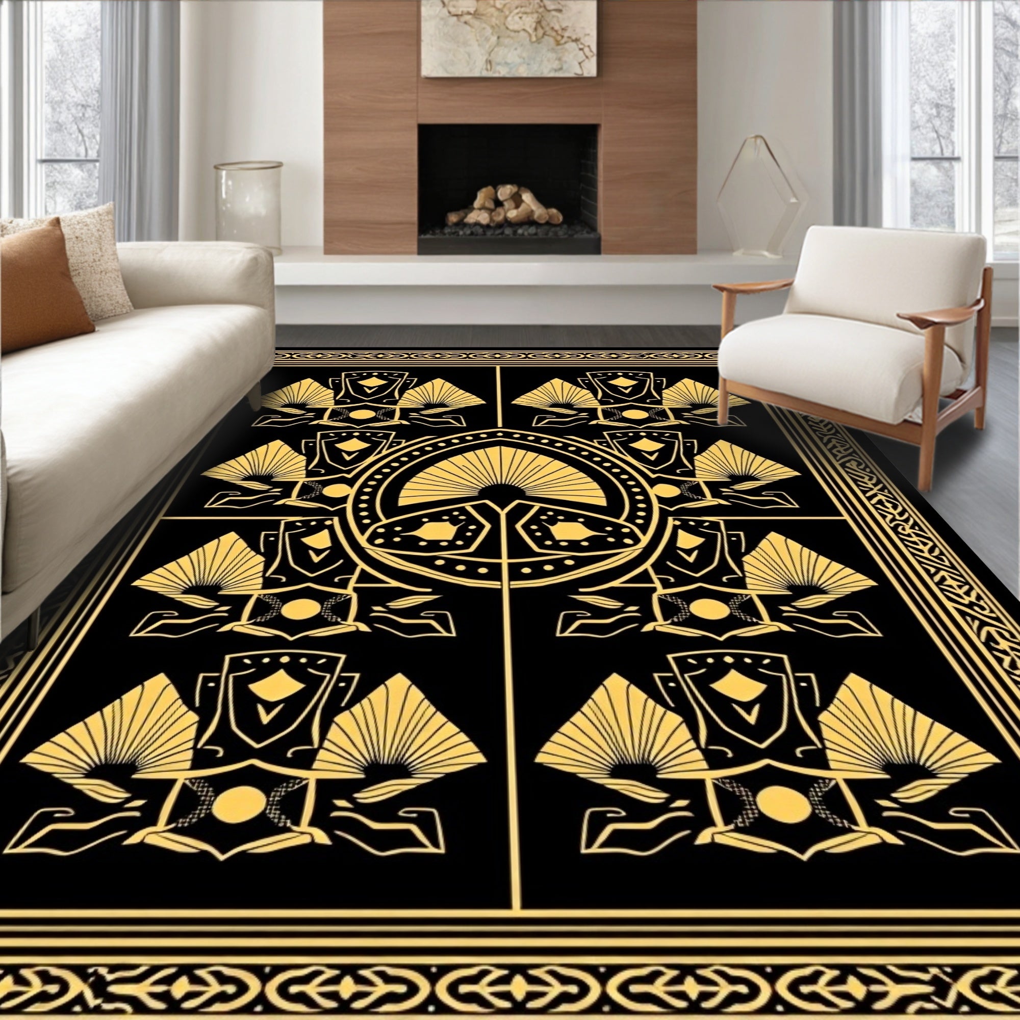 Art Deco Geometric Fan Silhouette Rug