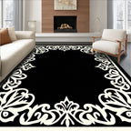 Ornate Floral Border Pattern Rug