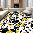 Abstract Black Yellow Animalistic Pattern Rug