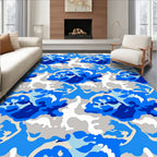 Cool Blue Abstract Camouflage Pattern Rug