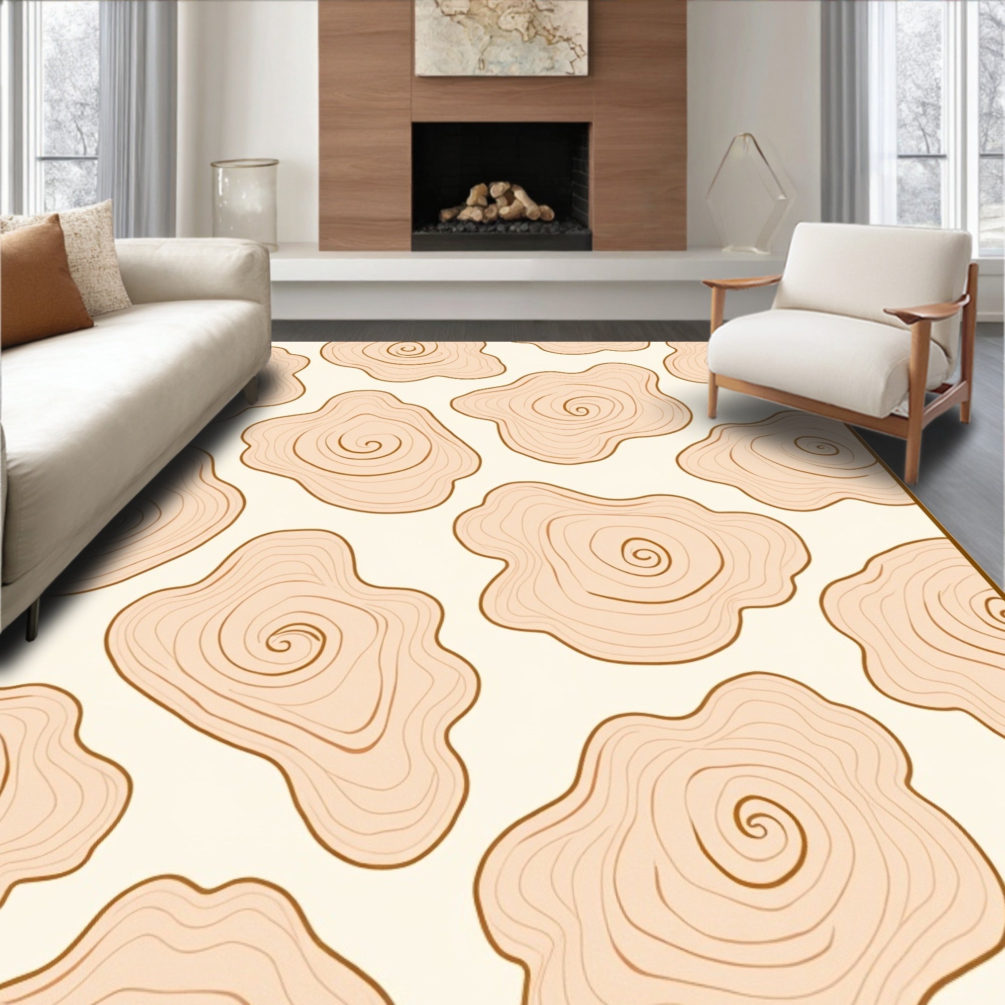 Organic Wood Grain Pattern Rug