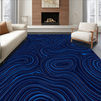 Deep Blue Swirling Organic Pattern Rug