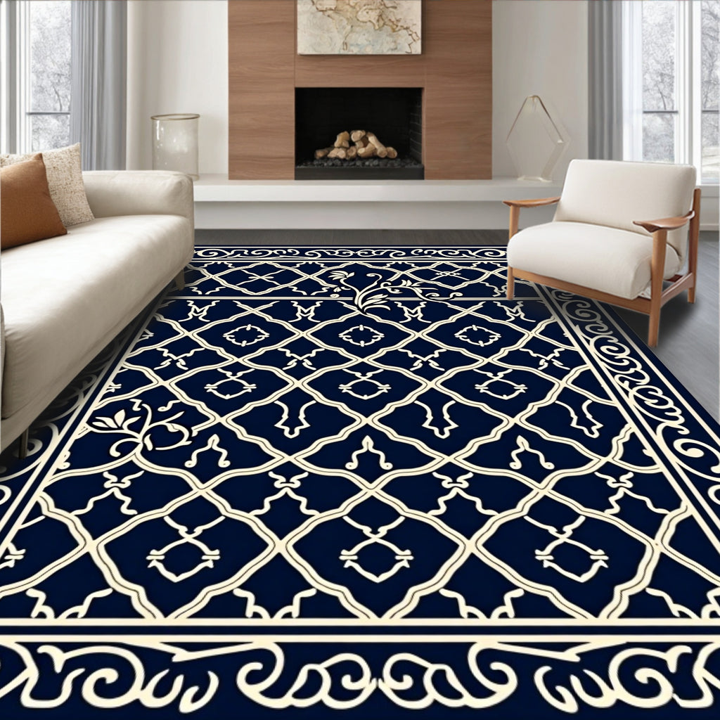 Ornate Lattice and Vine Geometric Design Rug