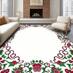 Whimsical Pink Rose Garden Frame Rug