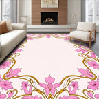 Soft Pink Floral Vine Pattern Rug
