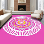 Vibrant Pink Yellow Concentric Mandala Rug
