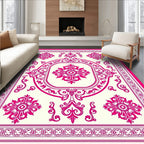 Hot Pink Floral Medallion Border Rug