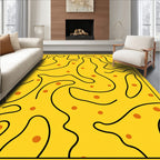 Abstract Yellow Curvy Dots Design Rug