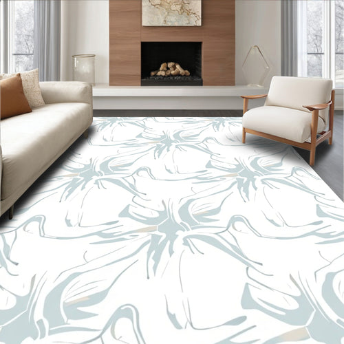 Abstract Swirl Aqua Cream Pattern Rug