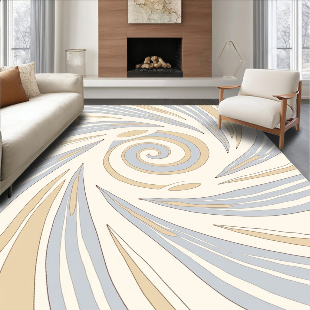Swirling Abstract Pastel Waves Design Rug